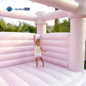 Castillo inflable para niños comercial plano Mini Casa de rebote con bomba de aire en rosa pastel - Product Image 2