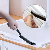 Brosse de nettoyage pour joints de carrelage, cuisine et toilettes, à poils durs, manche long, pour espaces étroits et angles difficiles, en PP