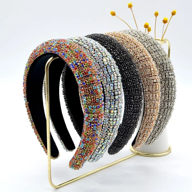 महिलाओं Luxxury के लिए Bling क्रिस्टल हेडबैंड बाल सामान हस्तनिर्मित मनके डिजाइनर Hairbands थोक धनुष घेरा सिर बैंड नई