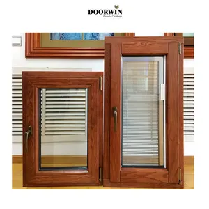 Top Quality Modern Design Aluminum Clad Wood Red Oak Inward Opening Wooden Tilt And Turn Casement Window