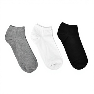 Ankle <b>Socks</b> Solid Color Breathable Knitted Cotton Men Women Casual Wear <b>Black</b> Gray White 4 Pairs - Product Image 6