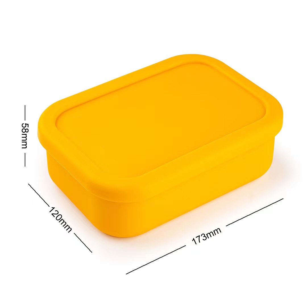 Regun Lunch Box Pieghevole In Silicone 500ml - Contenitore Alimenti Portatile Per Ufficio E Picnic - Giallo - 4