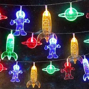 Nicro Waterproof Energy Battery Summer Camping Astronaut Space Theme Shuttle Rocket Starry Sky Solar Led String Light Decoration