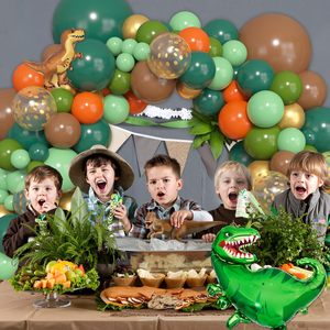 Kit d'arche de ballons dinosaures avec ballons dinosaures en aluminium et feuilles de palmier pour fête d'anniversaire sur le thème des dinosaures, fournitures pour fête sur le thème de la <span class=keywords><strong>jungle</strong></span> et du <span class=keywords><strong>safari</strong></span> - Product Image 2