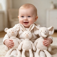 Peluche apaisante pour bébé, ours, lapin, éléphant, jouet en peluche, compagnon de sommeil, doudou personnalisé pour bébé, rembourrage en coton PP, unisexe, OEM