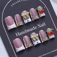 Vente en gros usine : Faux ongles à presser en acrylique faits main, forme canard français, styles personnalisés variés prisés