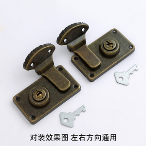 Furniture Lock Bronze <b>Key</b> <b>Square</b> Lock Buckle 74x41mm Rustic Design Durable For Wooden Boxes - Product Image 3