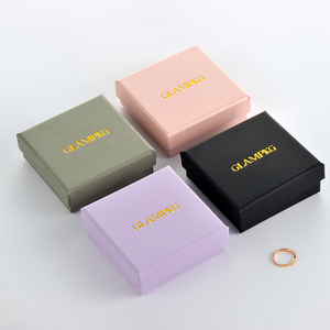GLAMPKG Custom Gold LOGO Kraft Paper Gift Lid <b>Box</b> Jewelry Pendant Ring Lid Packaging With <b>Black</b> Foam Packaging - Product Image 3
