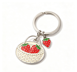 Porte-clés en métal personnalisé en émail, panier de fraises, alliage de zinc, léger, cadeau promotionnel - Product Image 2