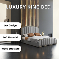 Ensemble de lit double King de style moderne et luxueux Mobilier de chambre à coucher minimaliste en bois tendre avec rembourrage