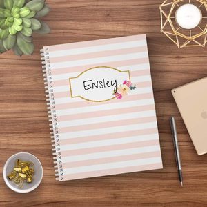 Cuaderno/Diario personalizado con un toque de rosa, cubierta suave laminada con encuadernación de alambre plano, tamaño A6 para uso escolar - Product Image 5