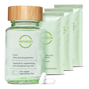 Cápsulas Veganas de Ácido Pentadecanoico C15:0 de Marca Privada OEM, 100 mg por Porción, Botella de Vidrio Recargable, Suplemento de Ácidos Grasos - Product Image 1