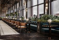 Ensemble table et chaises de salle à manger de style moderne et luxueux en bois clair pour restaurant et café