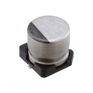 ตัวเก็บประจุแบบติดบนพื้นผิว ยี่ห้อ Manufacturer Channel รุ่น CAP ALUM 47UF 20% 25V SMD UWT1E470MCL6GS 47 ยูเอฟ - Product Image 1
