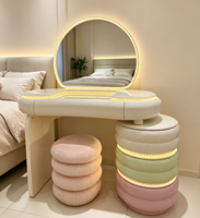 Coiffeuse colorée avec grand miroir et éclairage LED, meuble de chambre à coucher avec rangement et tiroirs, ensemble de meubles de maison, best-seller
