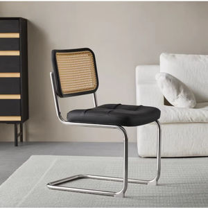 โต๊ะรับประทานอาหารสไตล์มินิมอลจากอิตาลีเก้าอี้สานทำจากสเตนเลสแบบ<span class=keywords><strong>พก</strong></span><span class=keywords><strong>พา</strong></span>มีพนักพิงหลังทำจากไม้หวายเก้าอี้สำนักงานในบ้าน<span class=keywords><strong>แบบ</strong></span>วินเทจ - Product Image 2