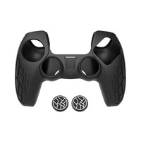 Coque de protection en silicone pour manette PS5 avec capuchons de joystick compétitifs, revêtement antidérapant épaissi et amélioration de la préhension par pulvérisation d'huile