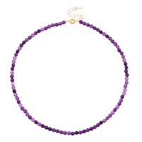 Collier de perles rondes faites à la main de 4 mm, best-seller, perles d'améthyste délicates pour femmes, chaîne chic ; cadeau idéal pour les amis