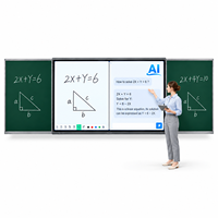 Tableau noir numérique connecté 86 pouces 4K avec deux ailes d'écriture pour l'école