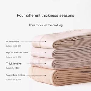 Meia-calça de cintura alta em tecido Denier / Meia-calça transparente com forro de lã grossa para outono/inverno, cor da pele - Product Image 3