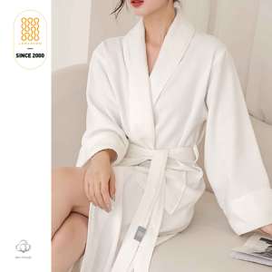 Jubah Mandi Waffle Kualitas Hotel Bintang 5, Jubah Spa Ringan dengan Kantong - Product Image 6