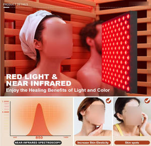 ساونا داخلية خشبية مخصصة لشخصين أو ثلاثة أشخاص من خشب التنوب الكندي مع طيف كامل من الأشعة تحت الحمراء ومزودة بمكبر صوت - Product Image 4