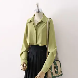 Spring New Simple Lapel Blouses for Women All-Match Business Ol Inner Wear Formal Shirt Office Lady Wear Elegant Top