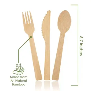 Great ecotive kualitas tinggi laris 100% pisau bambu sekali pakai alami sendok garpu