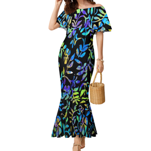<span class=keywords><strong>Plus</strong></span> Size 8XL abito lungo a coda di pesce da donna Polynesian Elei Tribal Design Custom Lady Party Mermaid Dress <span class=keywords><strong>One</strong></span> Shoulder Maxi Dress - Product Image 2