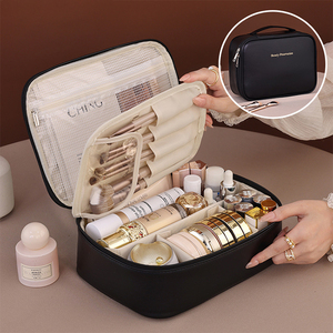 Custom PU Leather <b>Makeup</b> Cosmetic Bag Zipper Closure Toiletry Bag Cosmetic <b>Case</b> - Product Image 3