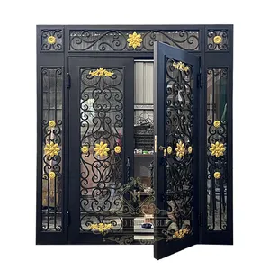 Security Design Exterior Main Iron Door Villa Front Entry Iron Glass Door Entrance Wrought Iron Door