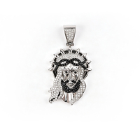 Pendentif Jésus personnalisé en acier inoxydable 316L, breloque croix pavée de zircone cubique, chaîne en acier inoxydable, vente en gros