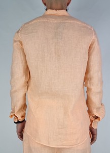 Áo sơ mi nam thương hiệu Black <span class=keywords><strong>Moustache</strong></span>, chất liệu vải lanh Floria, màu cá hồi, áo kiểu Guayabera tay dài - Product Image 2