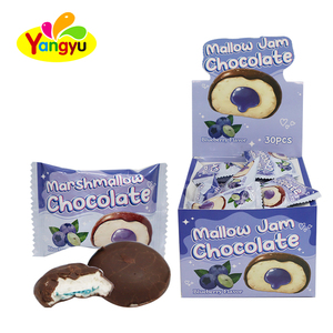Bonbons ronds en gros en forme de guimauve enrobés de chocolat et fourrés à la <span class=keywords><strong>confiture</strong></span> de myrtilles - Product Image 1