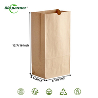 Sac en papier kraft brun avec logo personnalisé, emballage pour restauration rapide, recyclable, écologique, sacs à popcorn pour supermarché, sacs à déjeuner