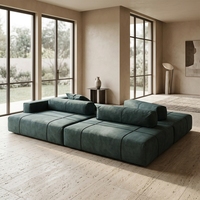 Ensemble de canapés modulaires en cuir microfibre bleu-vert ardoise moderne avec pieds en acier inoxydable, taille personnalisée pour salon et hôtel
