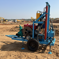 Machine de forage de puits hydraulique portable sur châssis mobile avec moteur diesel FY, profondeur maximale de 200 m. Plateforme de forage de puits d'eau 380V