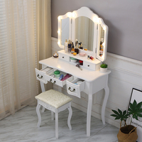 Ensemble de coiffeuse moderne de vanité de mariage LED coiffeuse de console en bois avec des lumières