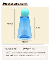 Nouvelle conception de flacon de toner en PET à paroi épaisse avec bouchon à bille pour l'emballage de produits cosmétiques hydratants pour la peau