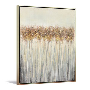 Dipinto a Mano Astratto Dorato con Texture Acrilica, Paesaggio di Lusso con Foglia d'Oro, Pittura a Olio per Decorazione Murale - Product Image 1