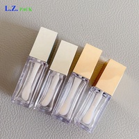 Lot de 100 tubes repulpeurs de lèvres LZ Or Argent 6ml 8ml, grand applicateur Doe Foot, élégants, avec logo personnalisé, tubes de brillant à lèvres vides plats carrés