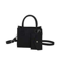 Sac fourre-tout carré grande capacité en feutre style coréen pour femmes, avec mini porte-cartes et portefeuille assorti pour dames