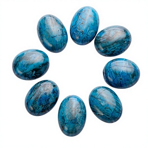 Grosir Batu Agate Biru Alami Oval 15x20mm, Cabochon Datar, Kristal Penyembuh, Perlengkapan Pembuatan Perhiasan Cincin, Bahan Kerajinan - Product Image 4