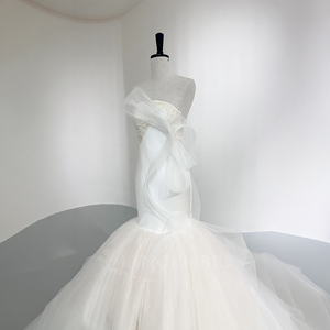 ชุดแต่งงานทรงเมอร์เมด Nt129 Couture ดีไซน์หรูหราแบบไหล่เดียว พร้อมชายกระโปรงผ้าทูลล์สุดประณีตจาก Jancember - Product Image 3