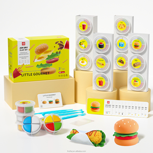 Kit de Pâte à <span class=keywords><strong>Modeler</strong></span> à Séchage à l'Air pour Enfants, Thème Petits Plats Gourmands, Non Toxique, Ultra Légère, avec Accessoires, Idéal pour les Fêtes - Product Image 1