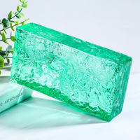 Briques de verre solides de couleur personnalisée avec texture de cristal de glace 200x100x50mm pour la décoration murale intérieure des salles de bain et des restaurants