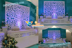 Decoración de escenario de boda con temática blanca elegante, escenario de recepción de boda moderno y contemporáneo, decoración perfecta para escenario de boda con marco trasero - Product Image 2