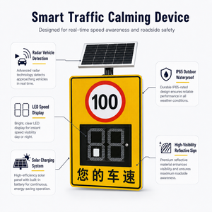 Panneau de signalisation de vitesse radar à énergie solaire, affichage LED de la vitesse des véhicules, panneau d'avertissement routier IP65 pour la sécurité routière - Product Image 3