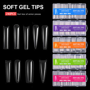 Uñas Postizas de Gel Suave al por Mayor de Alta Calidad con Etiqueta Personalizada, Transparentes, Almendradas, Francesas, Tipo Ataúd, Cobertura Completa o Media - Product Image 1