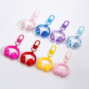 New Fashion Candy Color Acrylic 3D Earphone Keychain Pendant Creative Bag Hanging Ornament Small Gift Wholesale - Product Image 2